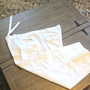 Womens white capris with draw string